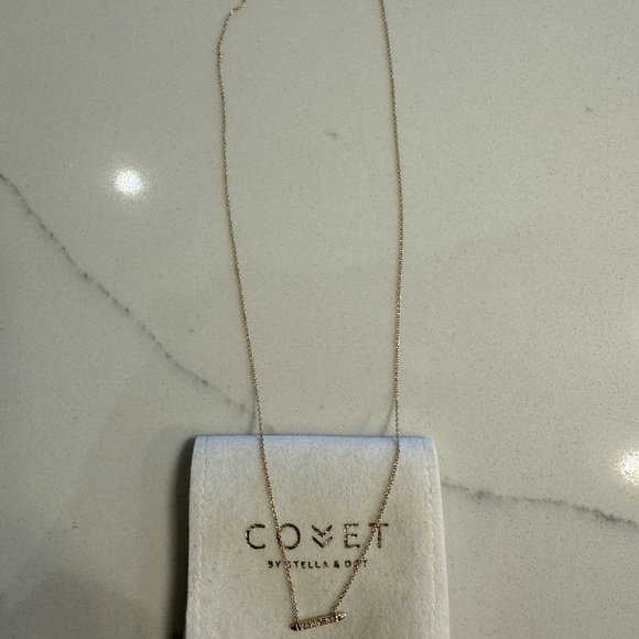 Stella and Dot covet “rebel” diamond bar necklace. 14kt yellow gold. New - Picture 4 of 4
